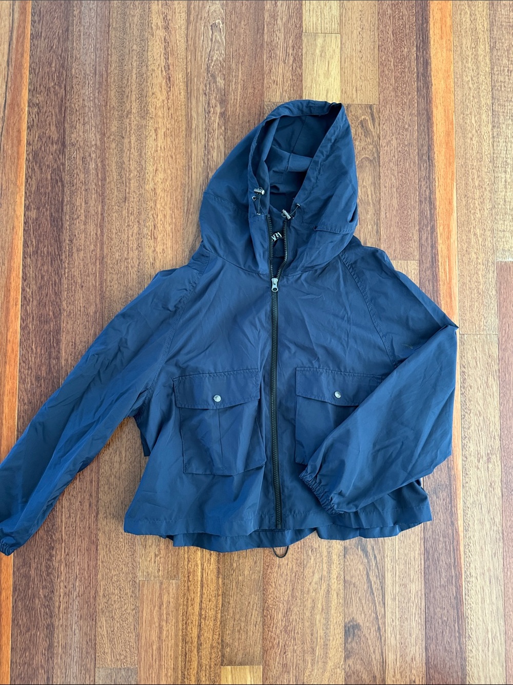 Navy Hooded Lightweight Rain Jacket